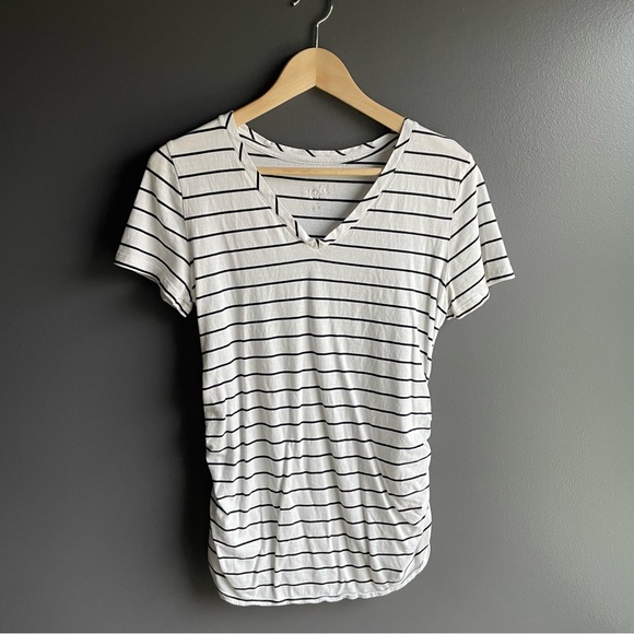 Isabel Maternity by Ingrid & Isabel Tops - Isabel Maternity by Ingrid and Isabel White and Black Stripe Maternity Basic Tee